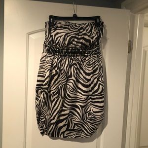 Arden B Strapless Zebra Dress